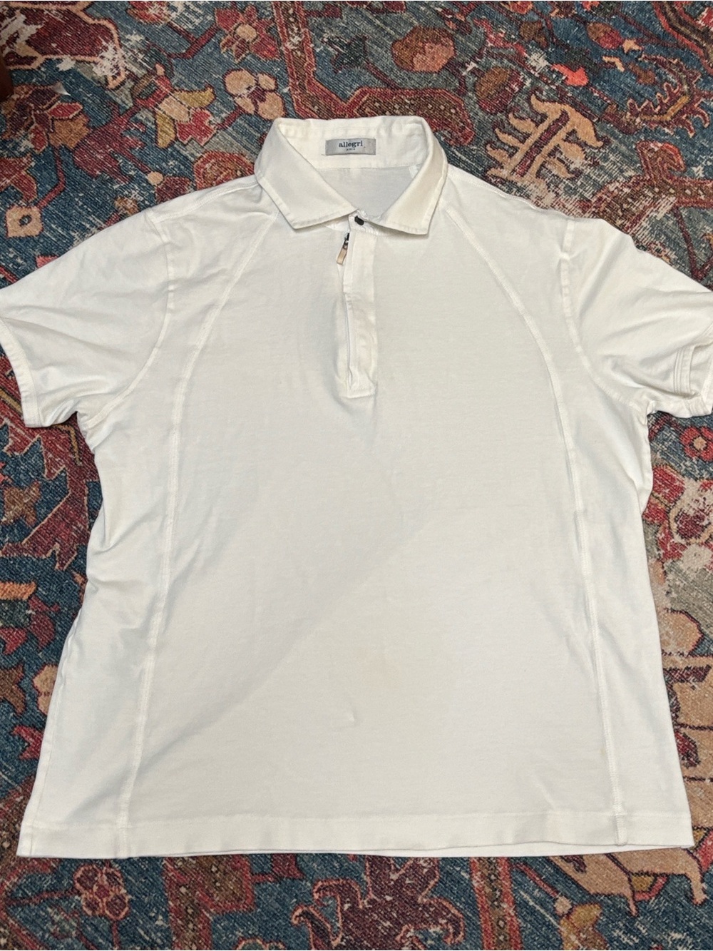 Allegri Men's White Polo with Zip Placket